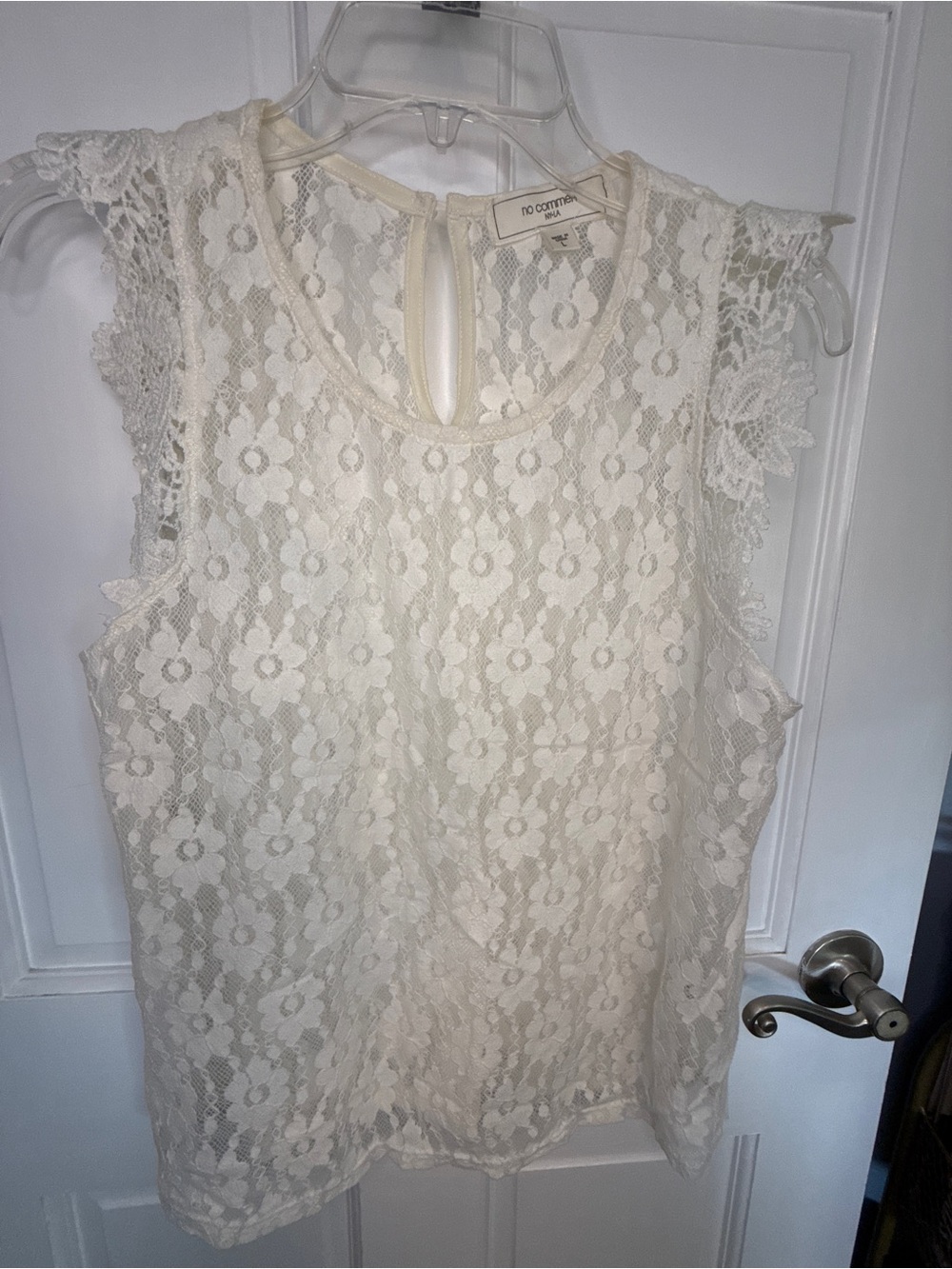 No Comments Cream Floral Lace Sleeveless Top